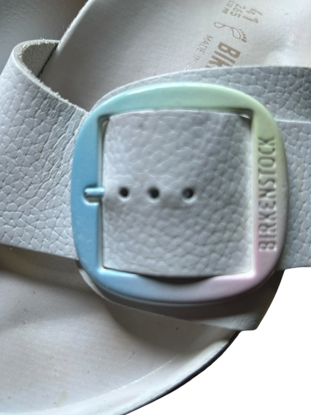 Birkenstock Madrid Rainbow Big Buckle White Leather Size EU 41 - Picture 10 of 15